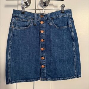 Madewell Blue Button-Front Denim Mini Skirt